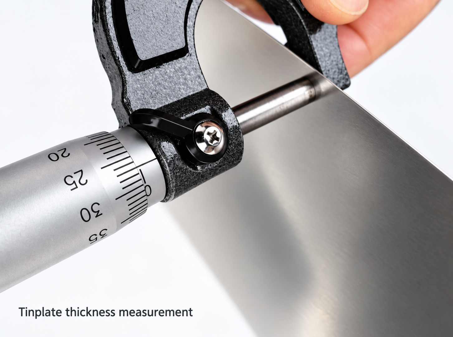 Tinplate thickness measurement during incoming material inspection