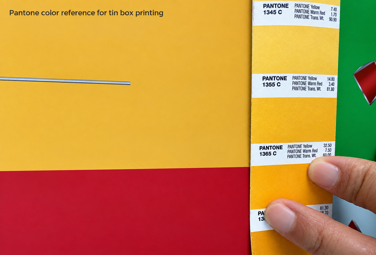 Pantone color references used for tin box printing
