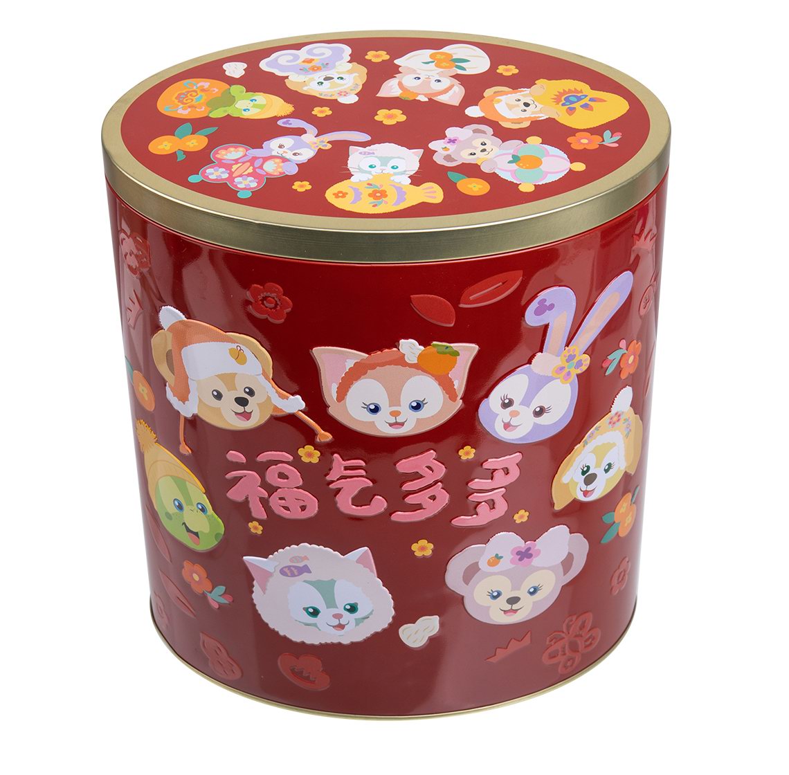 round printed chocolate gift tin