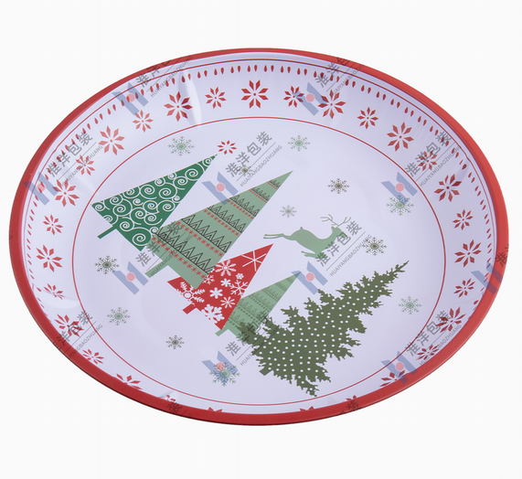 round holiday cookie tin