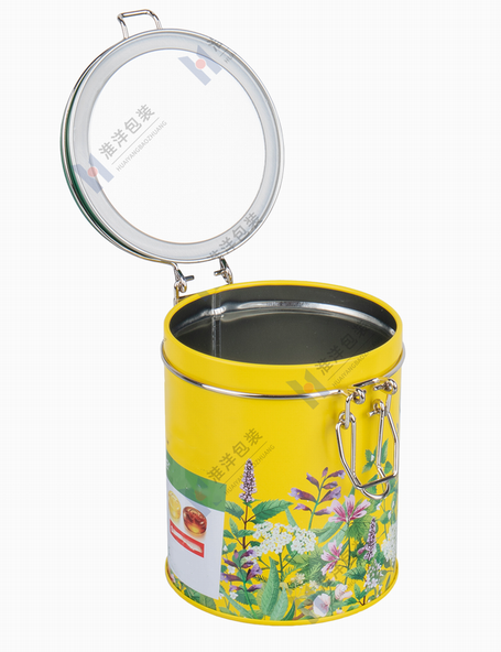 custom small hinged round tin