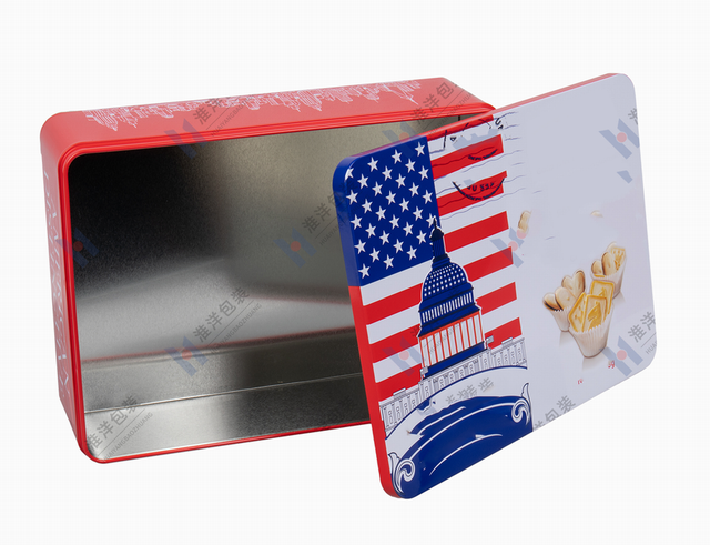 rectangular cookie tin with window