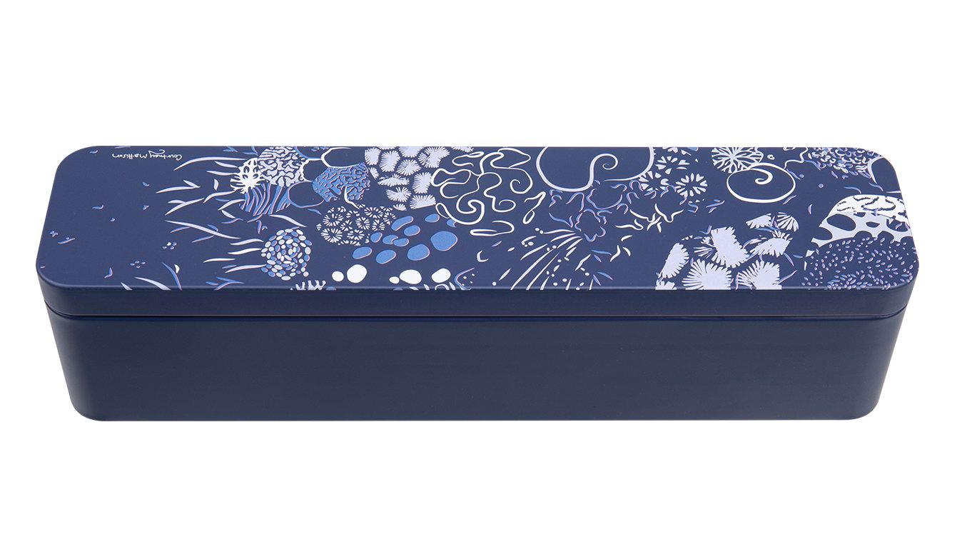 slim rectangular blue tea tin box for tea sachets